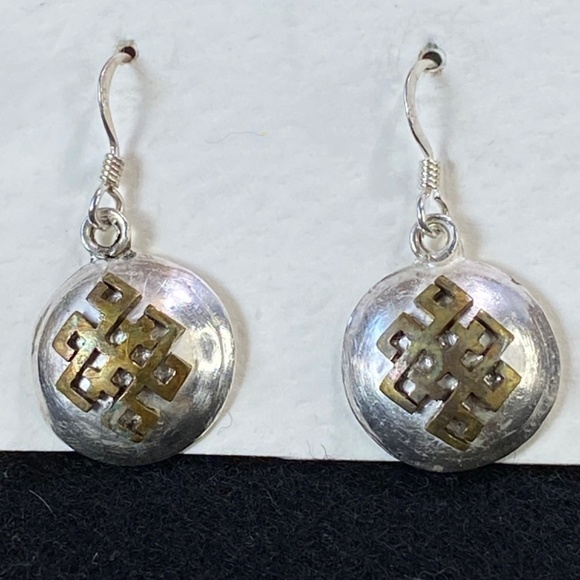 Sterling silver, and I think brass decorative earrings - Picture 3 of 6